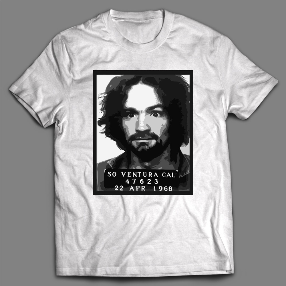 CHARLES MANSON ARREST MUGSHOT POP ART QUALITY TEE